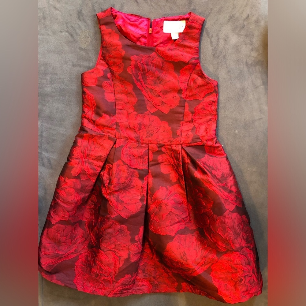 Elegant Red Floral Kids Dress